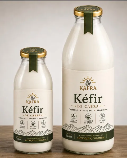 Kéfir de cabra en botellas de 500 ml y 1 litro